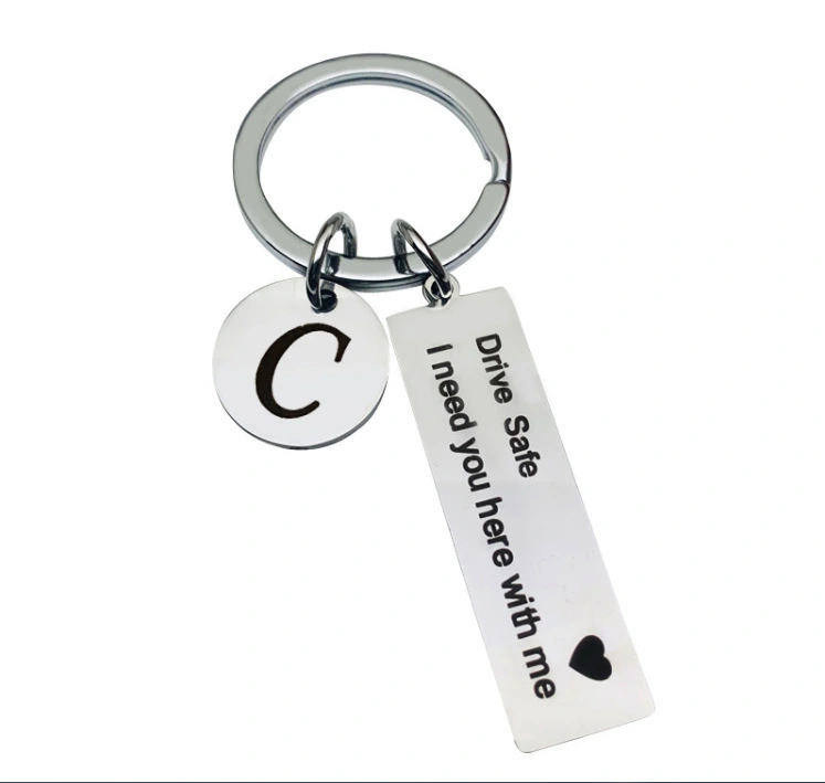 26 letters stainless steel keychain