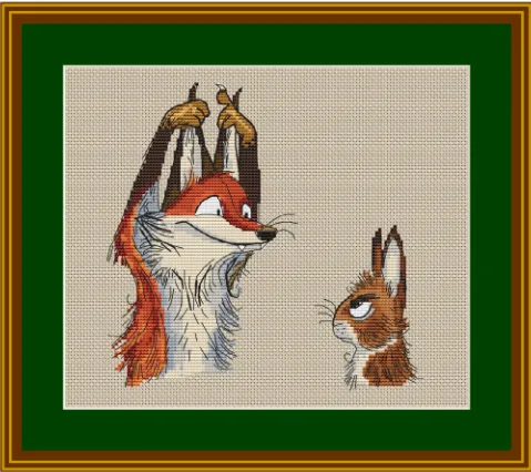 Fox and rabbit cross stitch