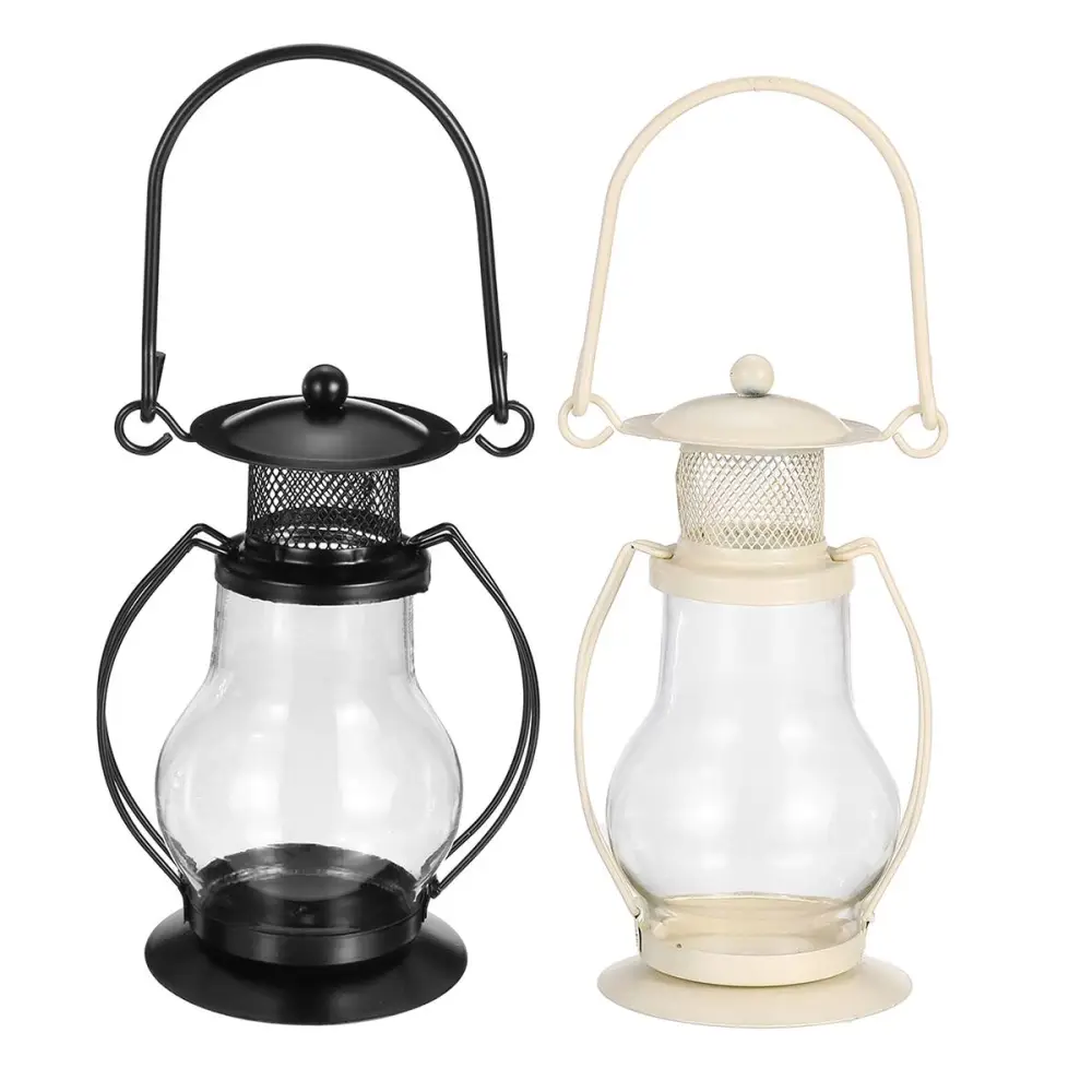 Retro Wrought Iron Candle Holder Small Lantern Home Decoration