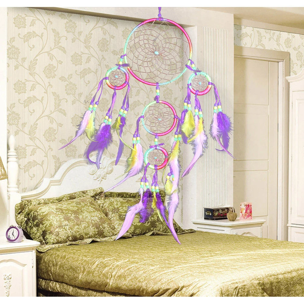 Creative colorful five-ring dream catcher