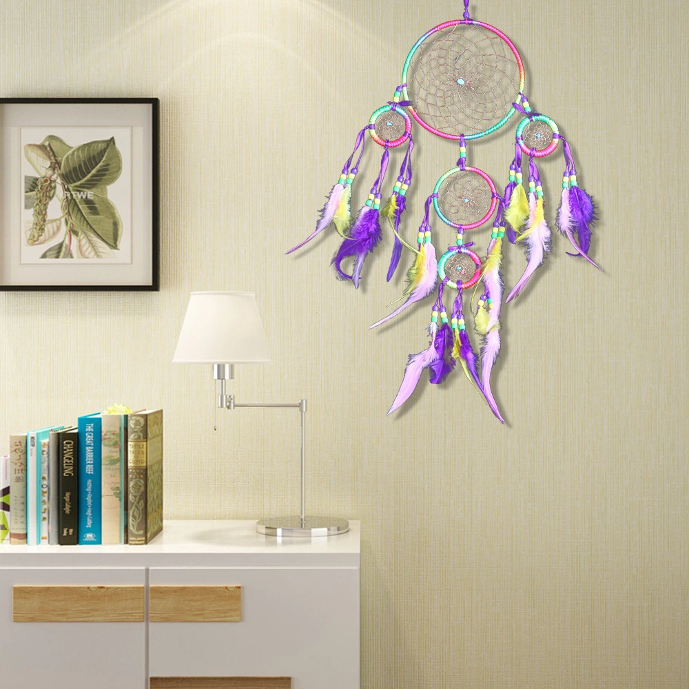 Creative colorful five-ring dream catcher