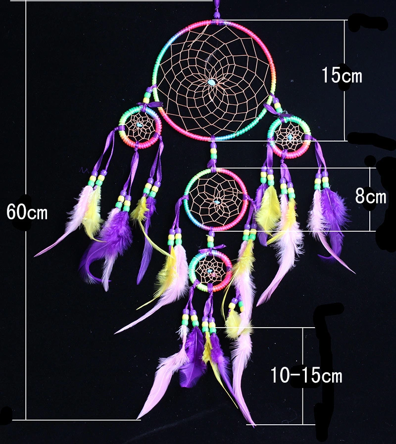 Creative colorful five-ring dream catcher