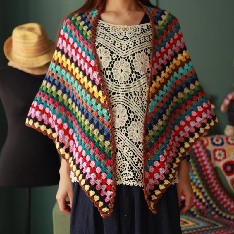 Hand-made crochet triangle shawl scarf air conditioner blanket