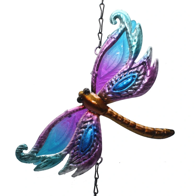 Dragonfly Wind Chime Iron Glass Painted Crafts