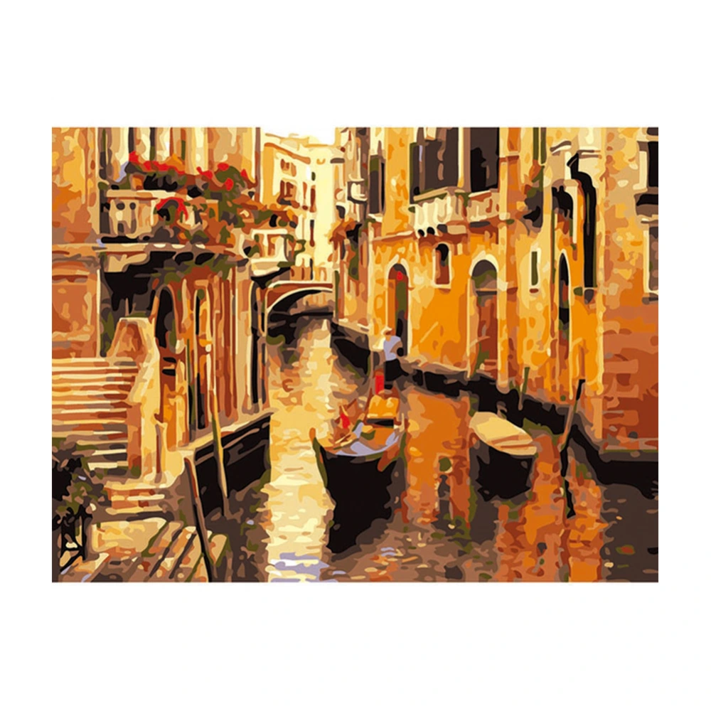 DIY digital painting boat series global red Venice