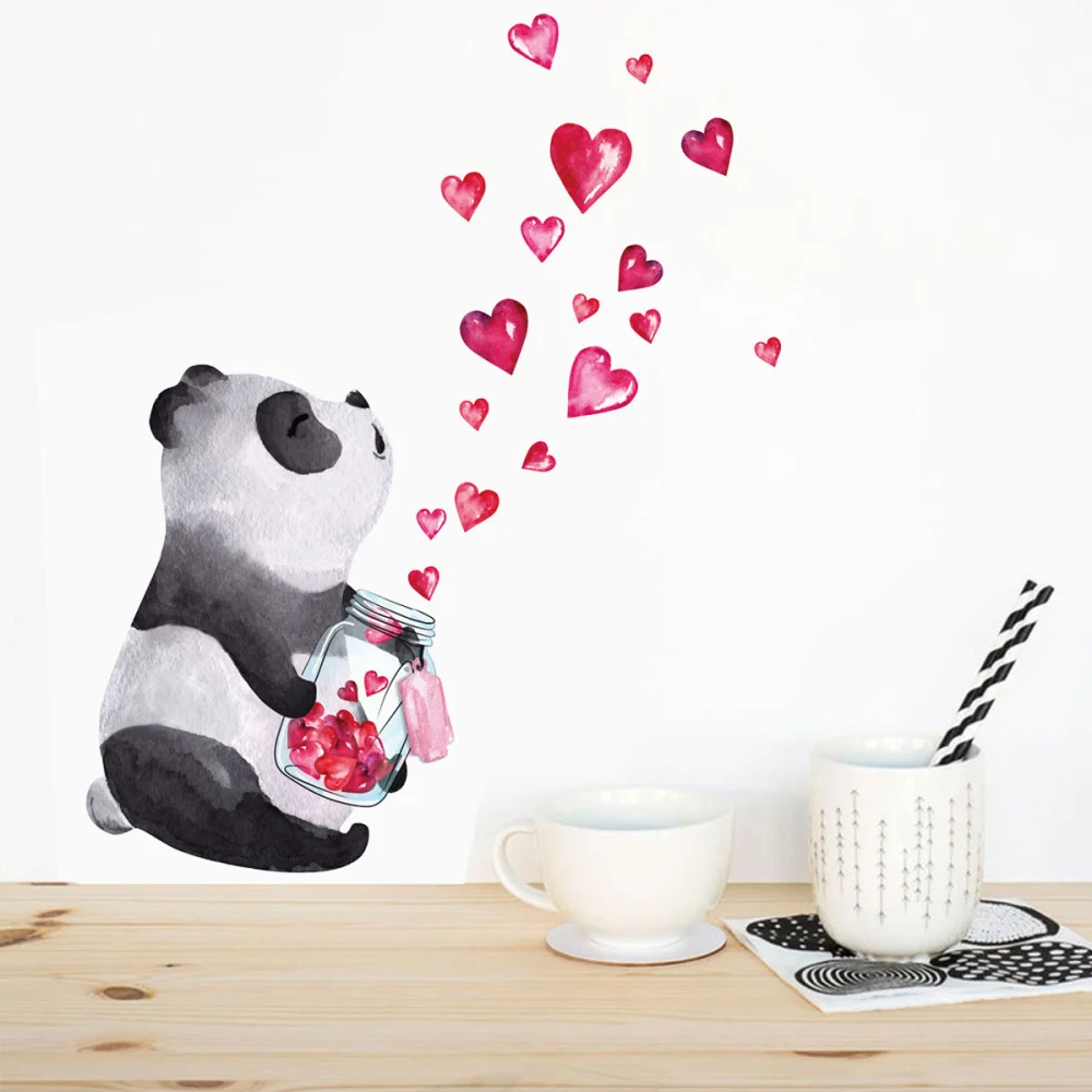 Love Hand Painted Panda Wall Sticker