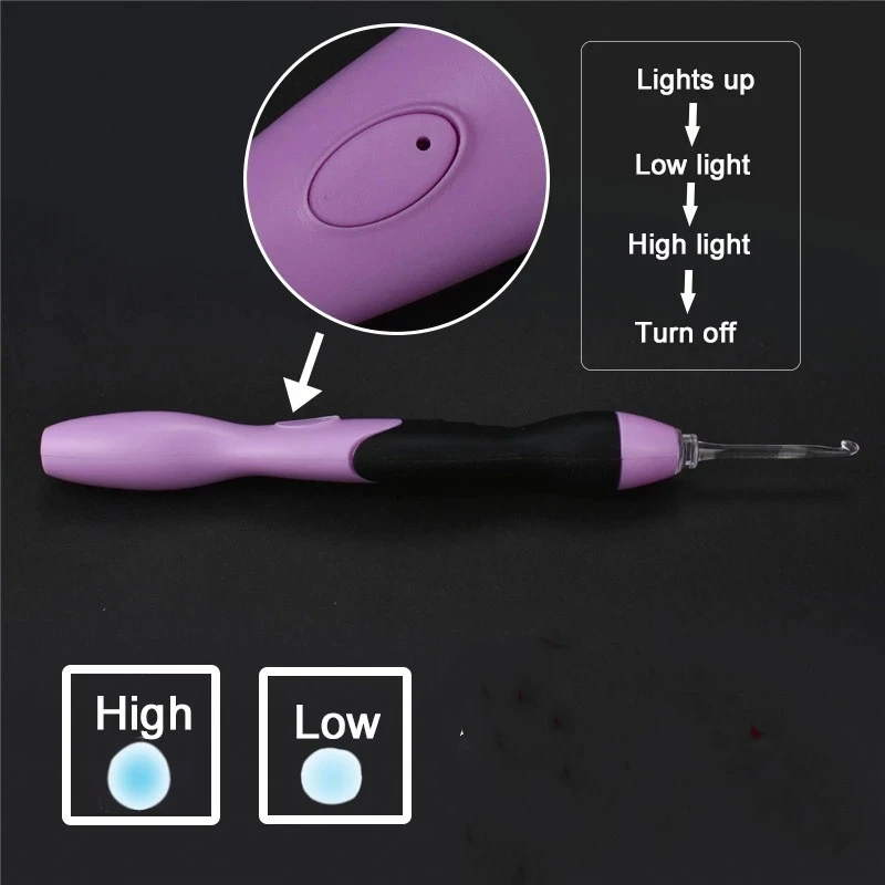 9 Plastic LED Glowing Crochet Hooks With Accessories