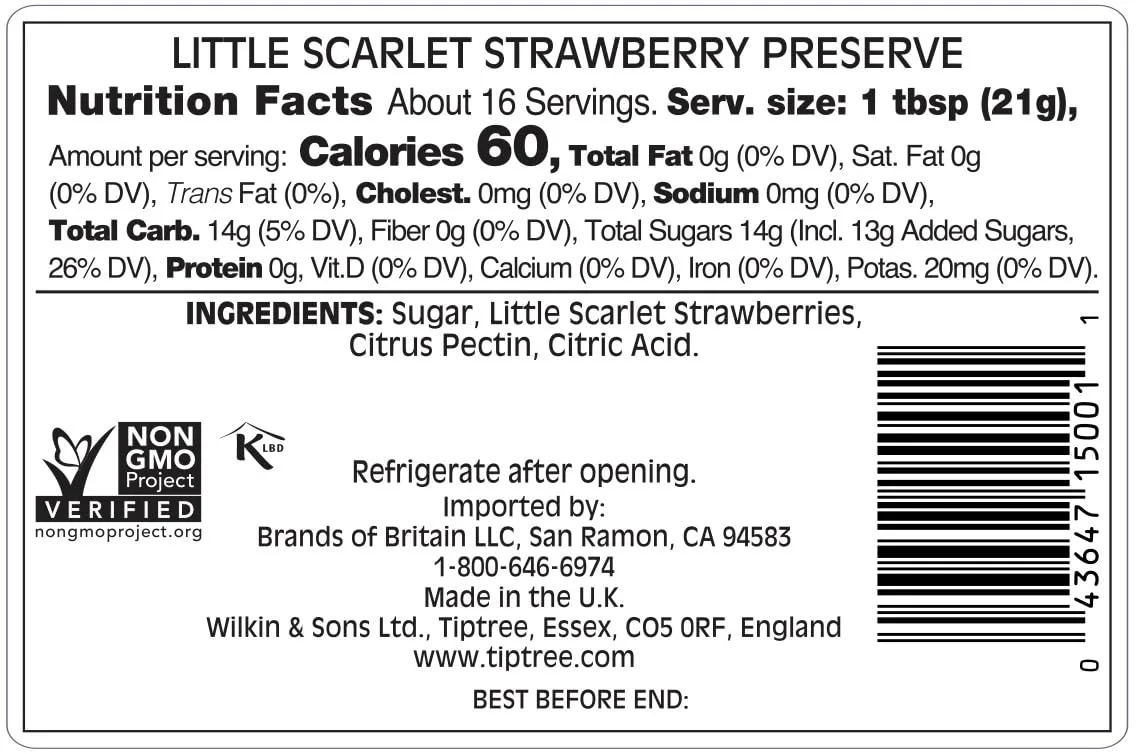 Tiptree Little Scarlet Strawberry Preserve, 12 Ounce Jar
