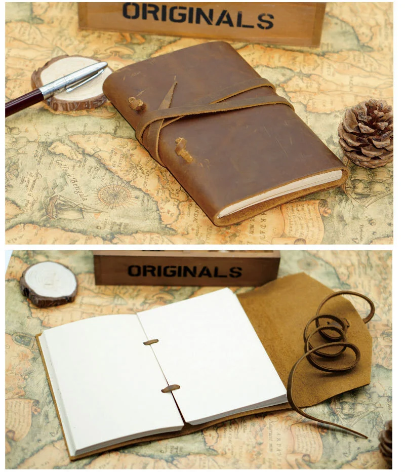 Hand-tied Rope Top Layer Cowhide Travel Account Sketchbook