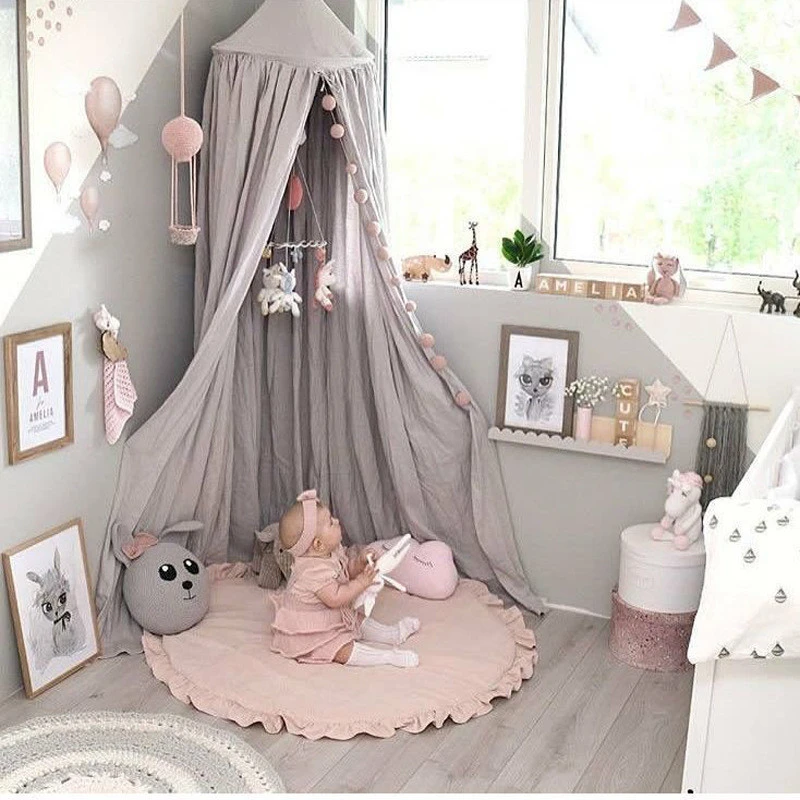 Round solid color lace crawling mat