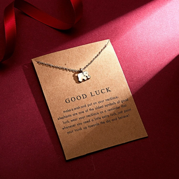 Paper card Lucky Elephant alloy necklace