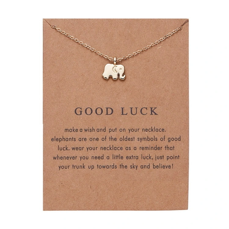 Paper card Lucky Elephant alloy necklace