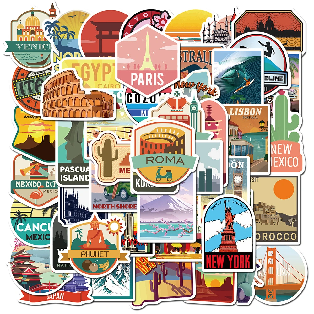 City travel landscape stickers