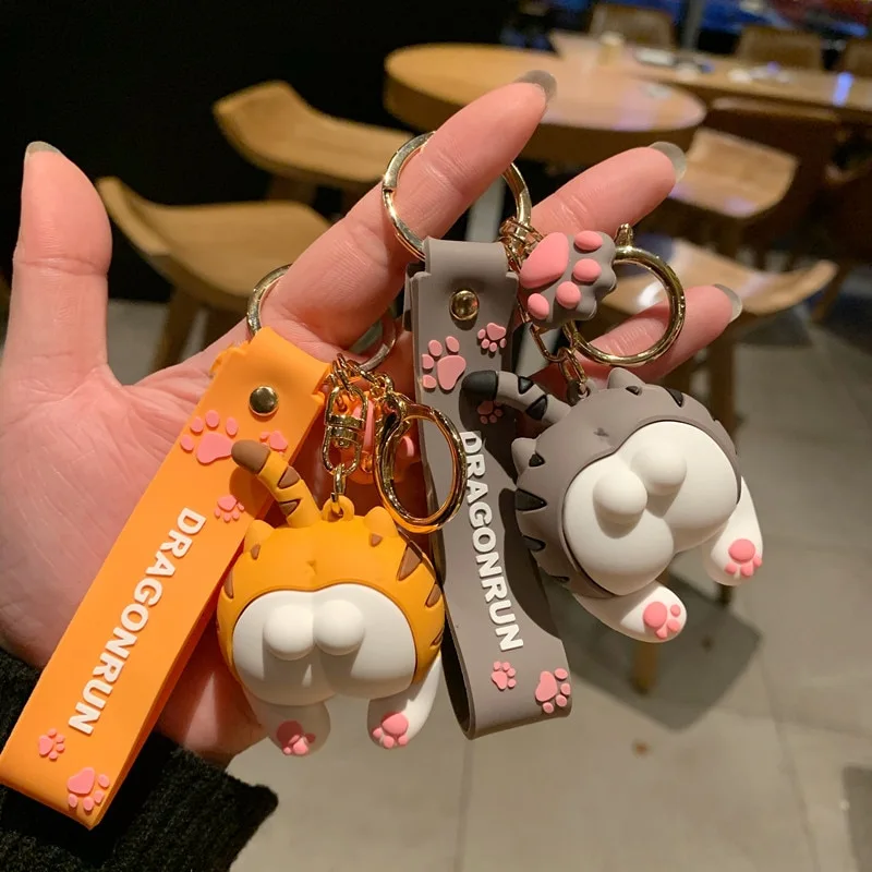 Cartoon Cat Butt Keychain Car Key Chain Bag Pendant