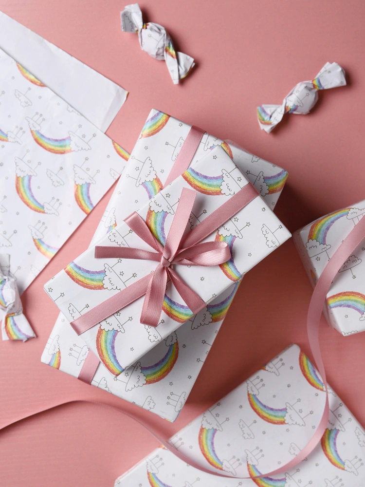 Cute cartoon rainbow wrapping paper