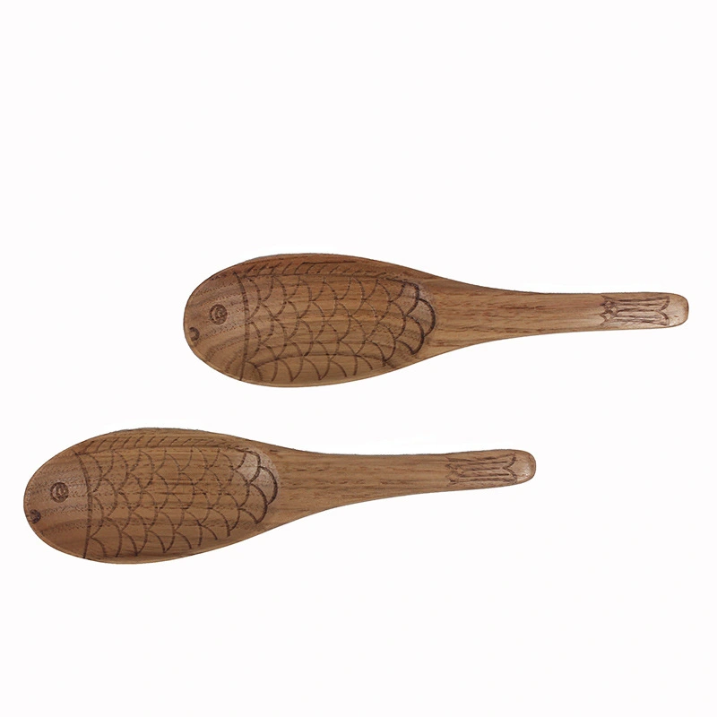 Solid wood fish-shaped carved rice spoon soup spoon