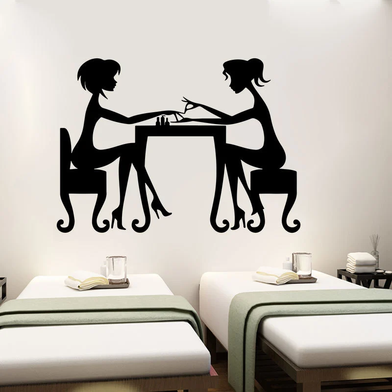 Manicure two girls living room bedroom background wall stickers