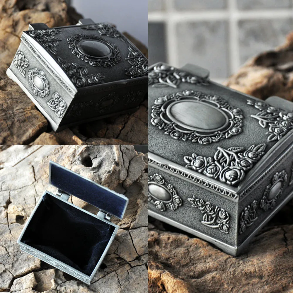 Tin alloy vintage jewelry box
