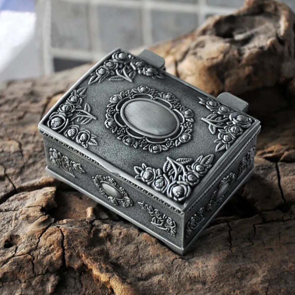 Tin alloy vintage jewelry box