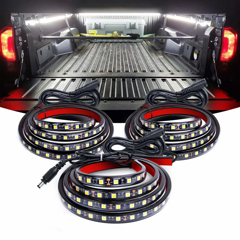 Nilight 3PCS 60 Inch Bed Light Strip 270 LED with On/Off Switch Blade Fuse Splitter Extension Cable for Cargo Pickup Truck SUV RV Boat