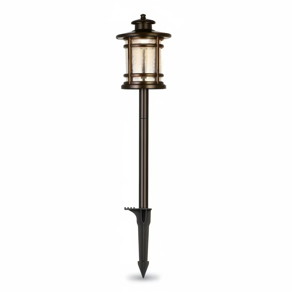 hykolity Low Voltage ORB LED Landscape Path Light W/ Crackled Shade, 3.4W 155LM 12V Wired Outdoor LED Walkway Light, Die-cast Aluminum Construction, 30-Watt Equivalent, 15-Year Lifespan-6Pack