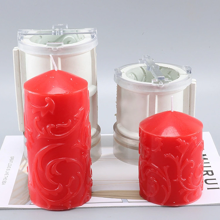 Three-dimensional flower vine cylindrical candle mold