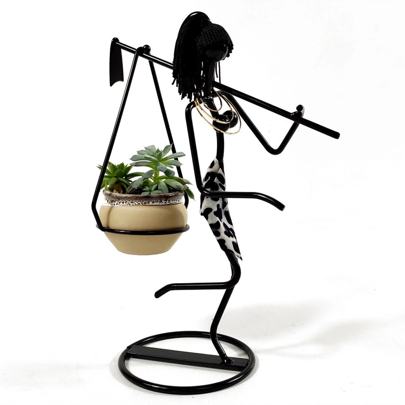 Iron art succulent girl small flower stand