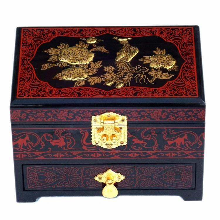 Push Light Lacquer Jewelry Box Dowry Wood