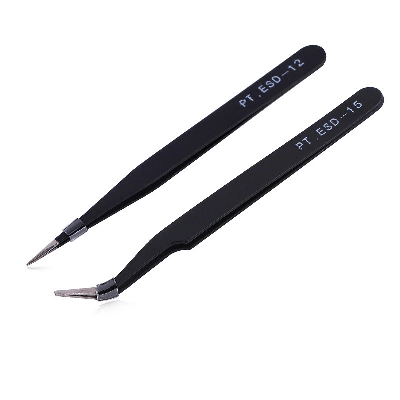 Anti-static nail art black tweezers nail clip