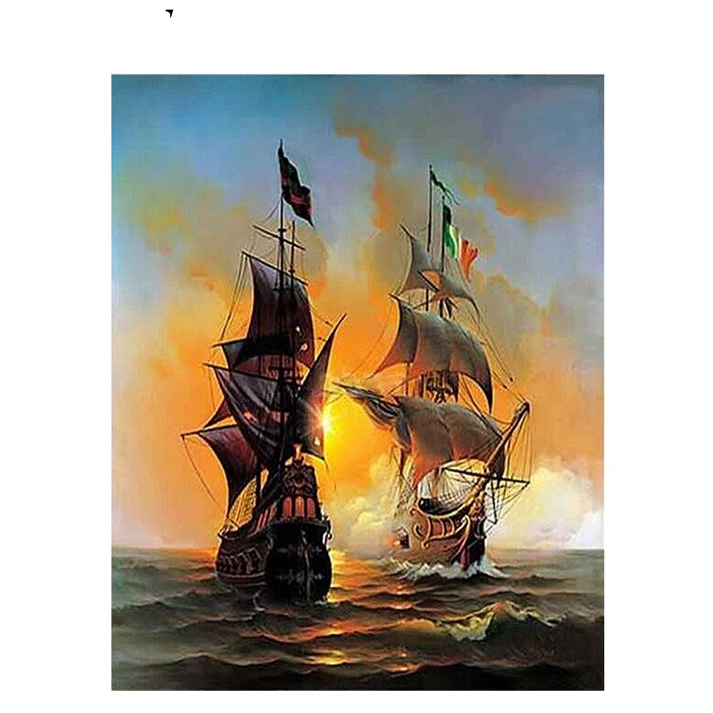 DIY Digital Oil Painting Adult Hand Painted Warship Oil Painting