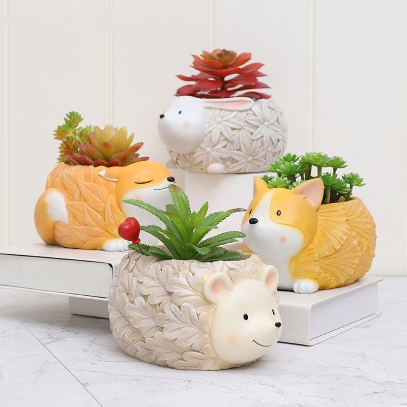 Resin flower pot decorations