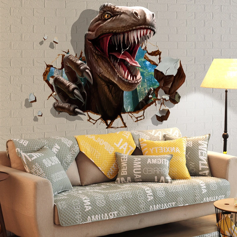 Three-dimensional 3D Dinosaur Raid Dormitory Background Decoration Removable Stickers
