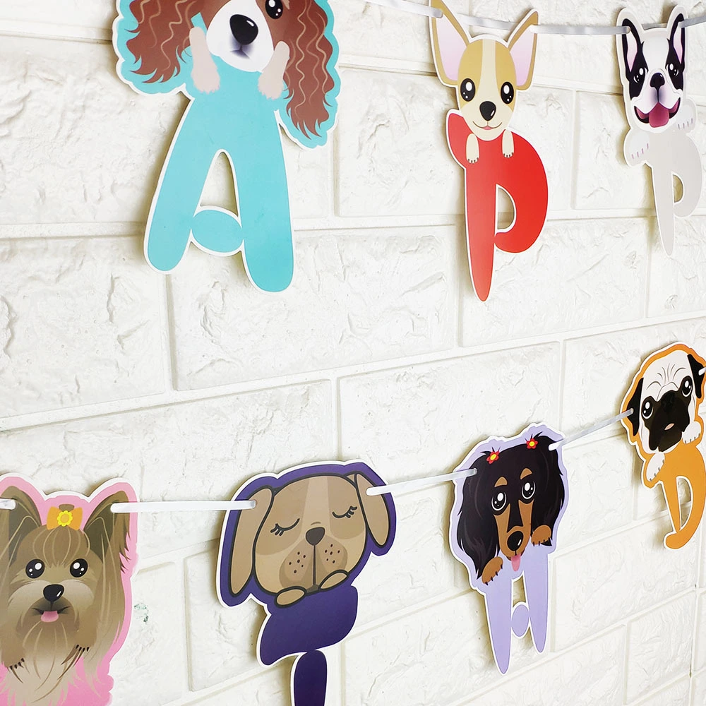 Pet party decoration dog pull flag baby birthday party