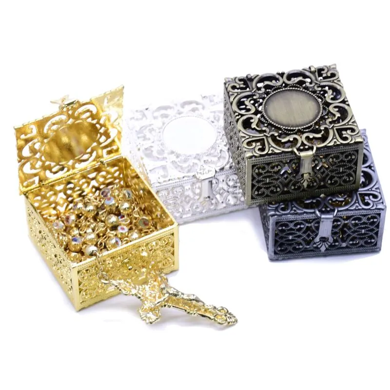 Real gold plating rosary metal box