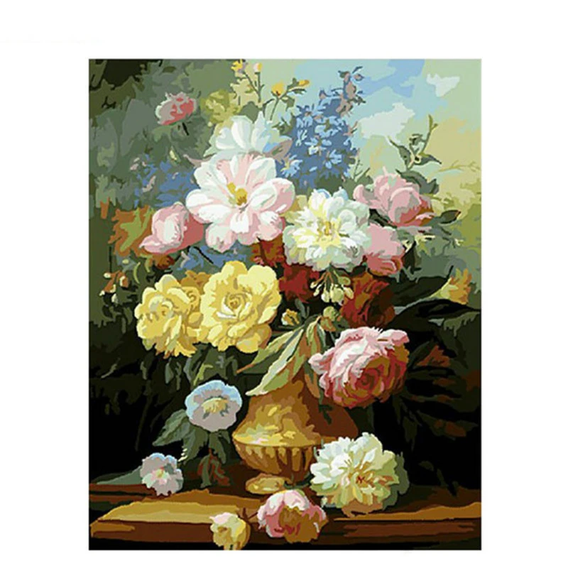 Digital oil painting diy frameless flowers