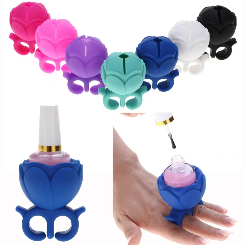 Silicone nail polish bottle with silicone base