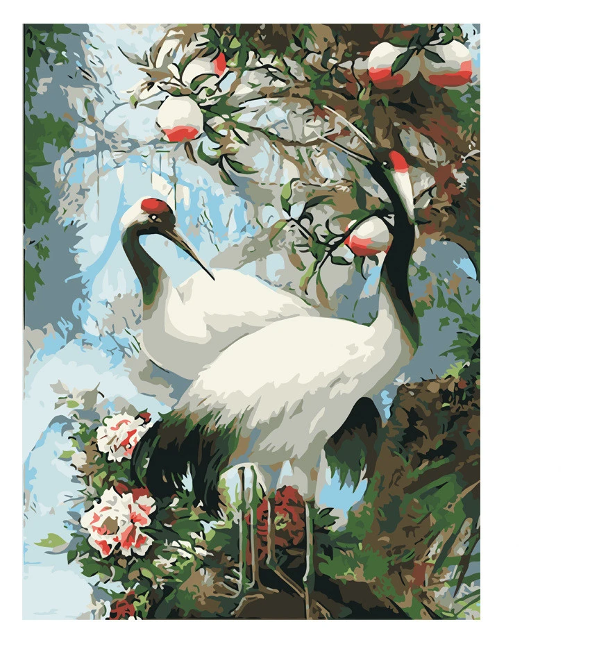 New hand-painted digital oil painting Crane Love