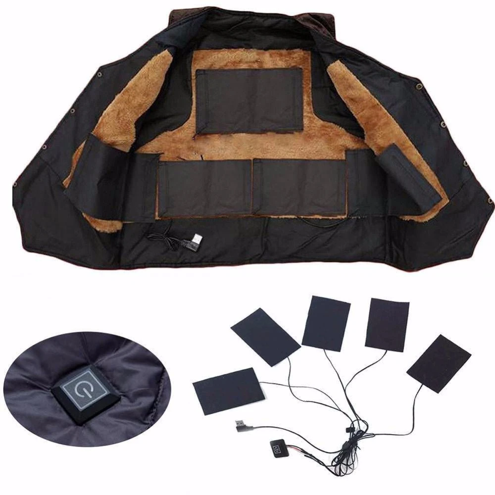 1 Set USB Electric Heated Jacket Heating Pad Outdoor Themal