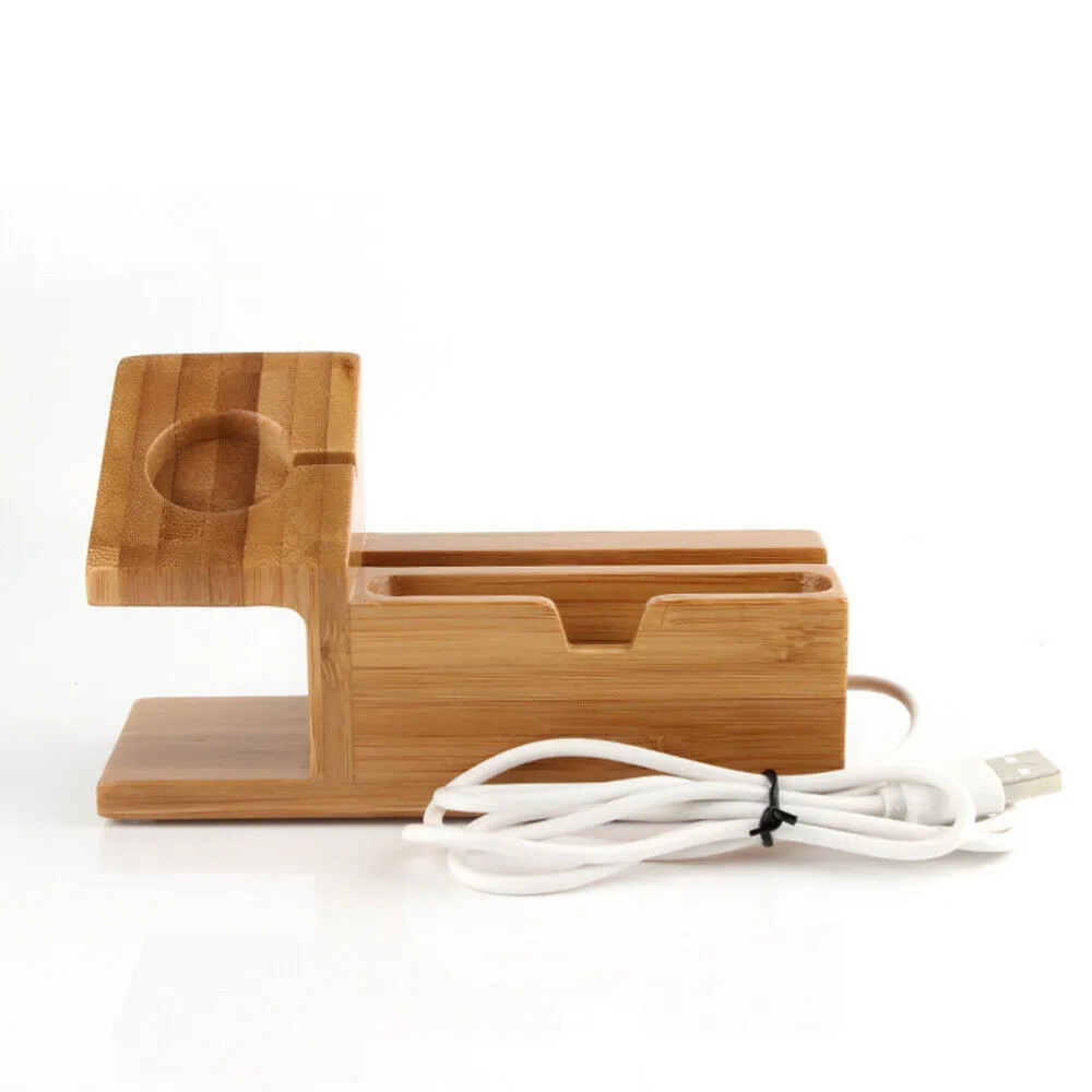 Bamboo wood charging base desktop stand