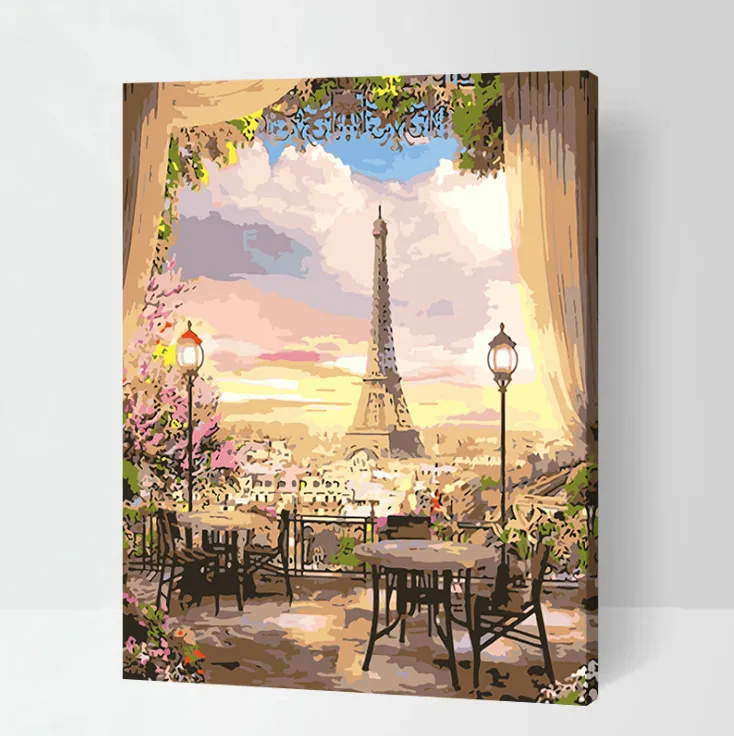 Lit Evening In Paris - DIY Painting By Numbers Kit