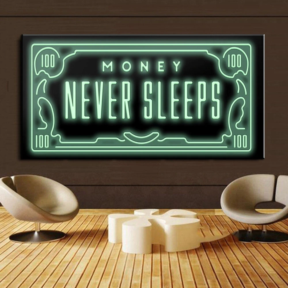 Money Never Sleep Creative Art Deco Painting