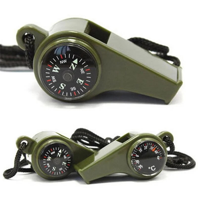 Three-in-one outdoor survival whistle