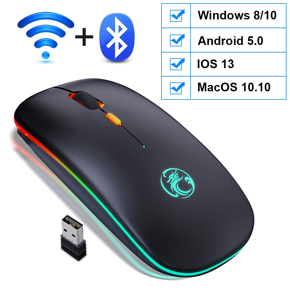 Rechargeable silent light emitting wireless mouse