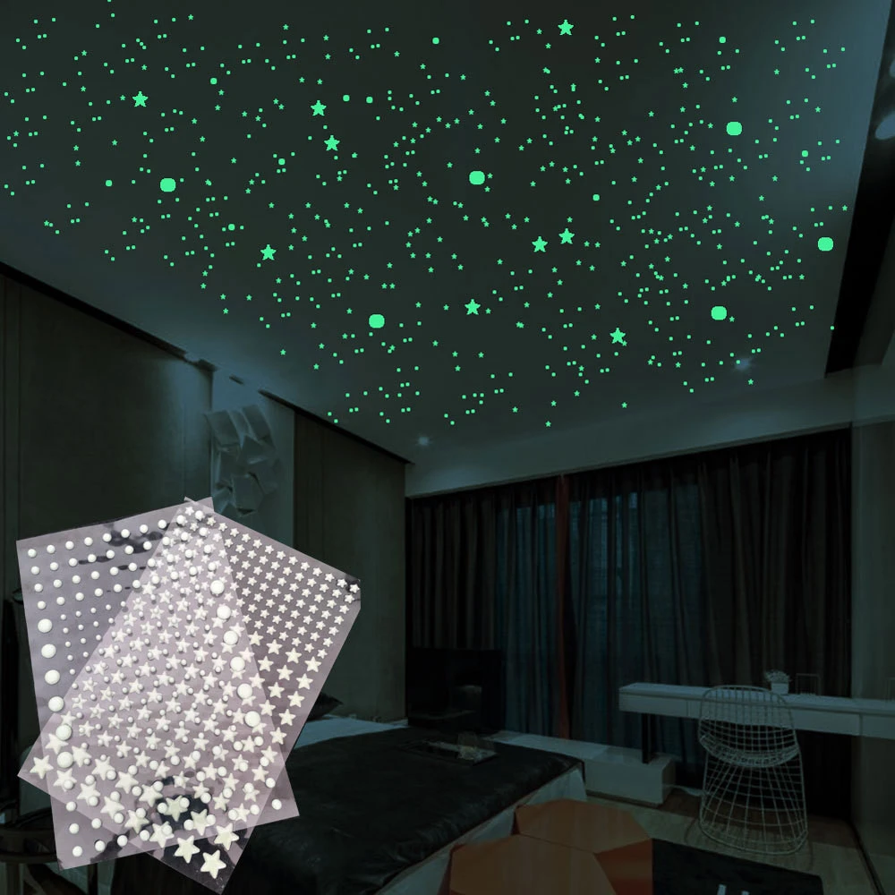 3D Bubble Stars Dots Luminous Wall Sticker