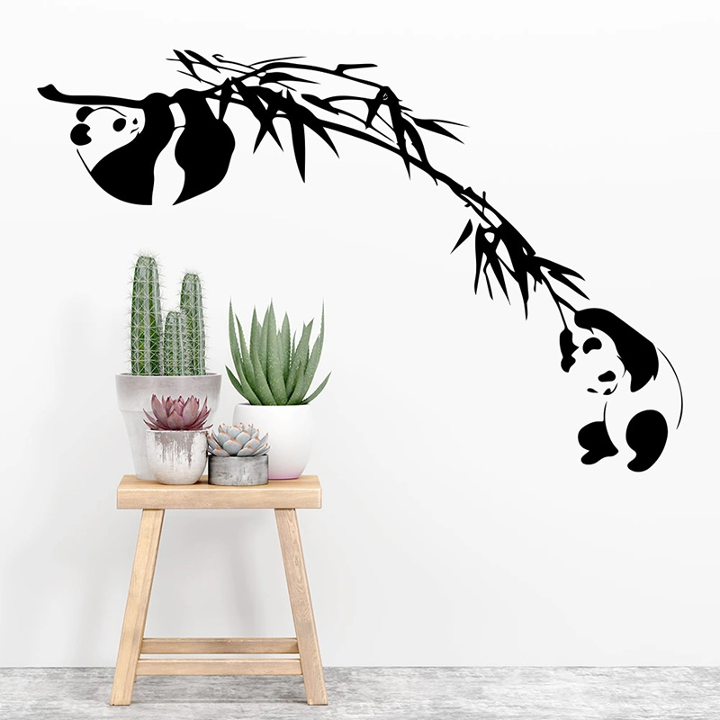 Two Red Panda Bamboo Pattern Wall Sticker