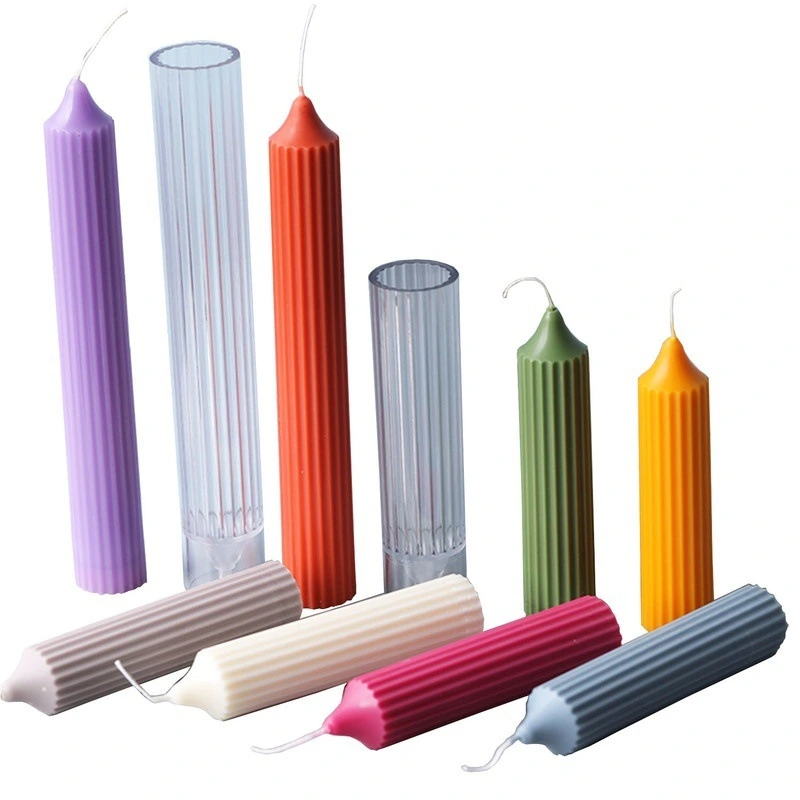 Vertical striped pointed long pole candle mould