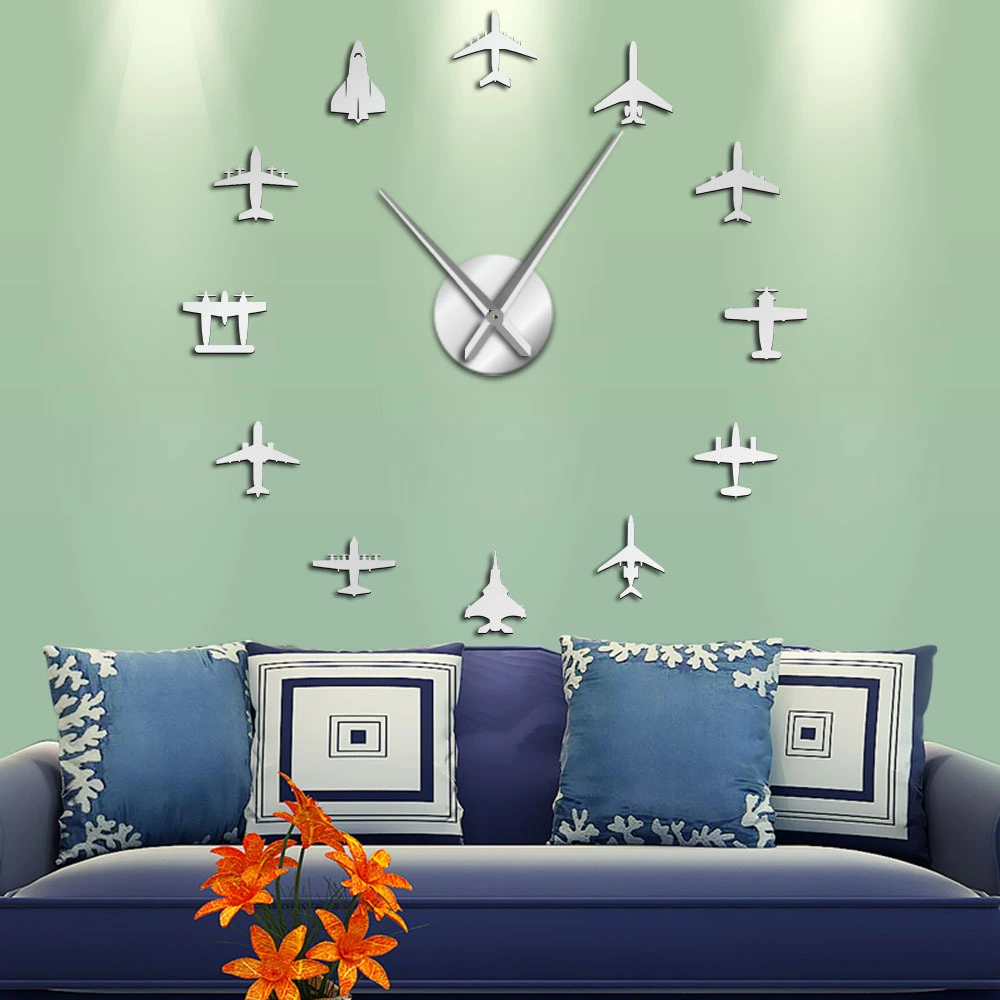 Acrylic plane huge wall clock