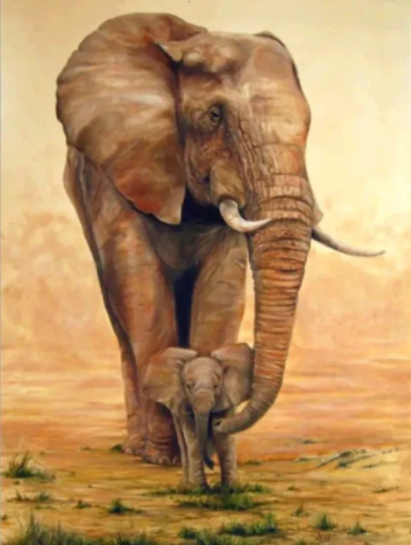 5D Diamond Painting-Elephant Family