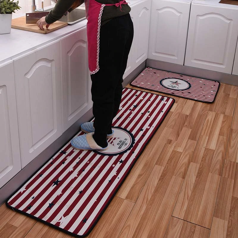 Kitchen carpet bathroom floral stripe floor mat