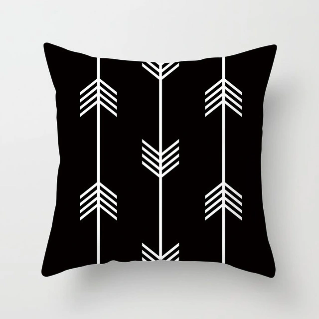 Black and white geometric stripes literary plush pillow